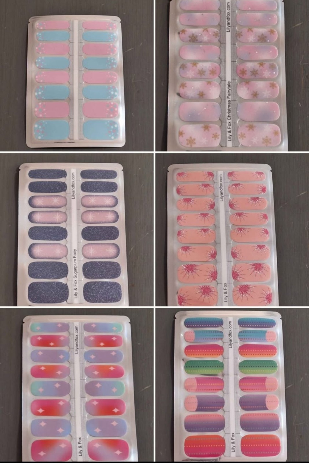 Lily & Fox Multicolor Nail Strips Glitter Matte Patterned Variety Set