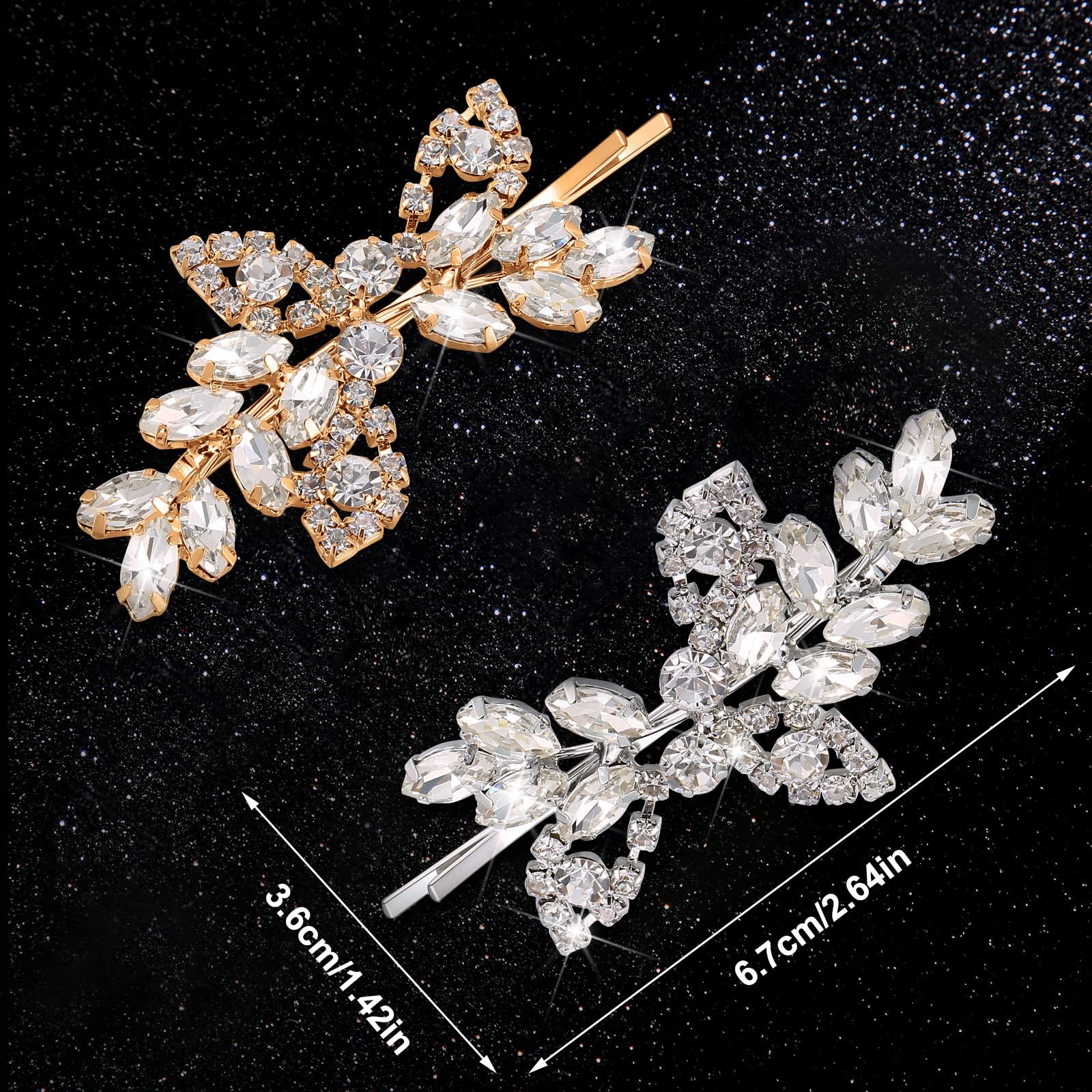 Waydress 4 Pcs Rhinestone Bridal Hair Clip 4 Count (Pack of 1), Silver Gold