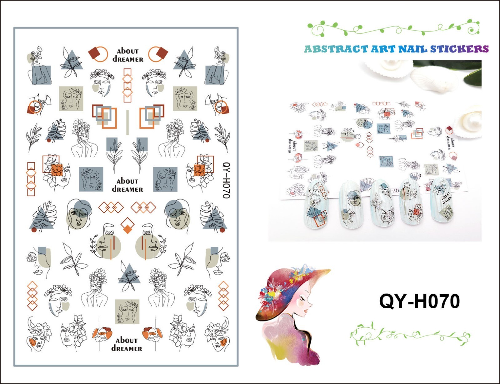 Graffiti Fun Nail Art Stickers Self-Adhesive Minimalist Design Nail Decorations