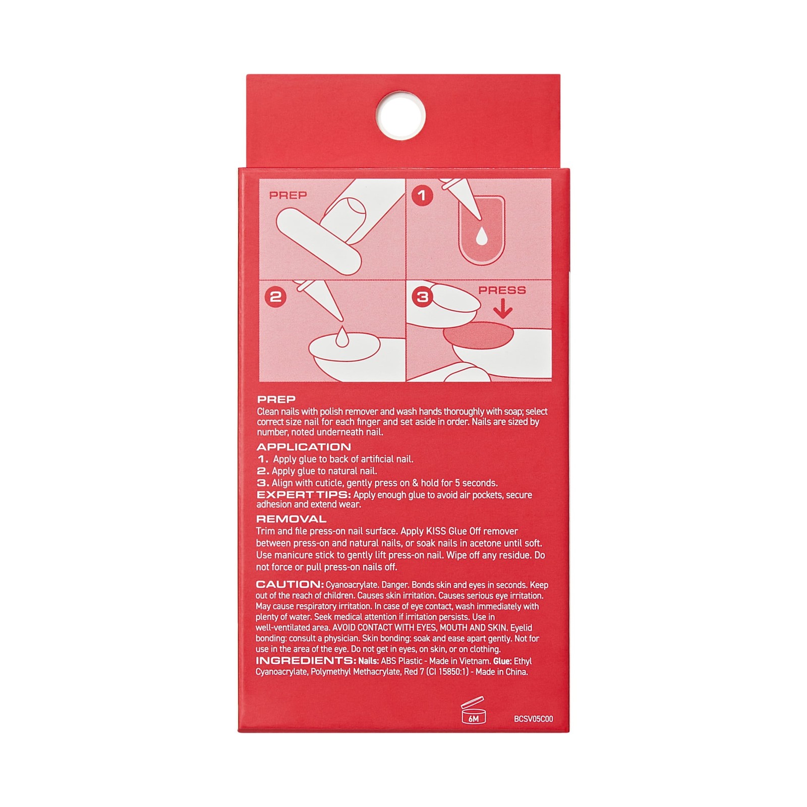 Broadway by Color Press on Nails, ‘Truthful’, Red, Short Squoval, 28 Count
