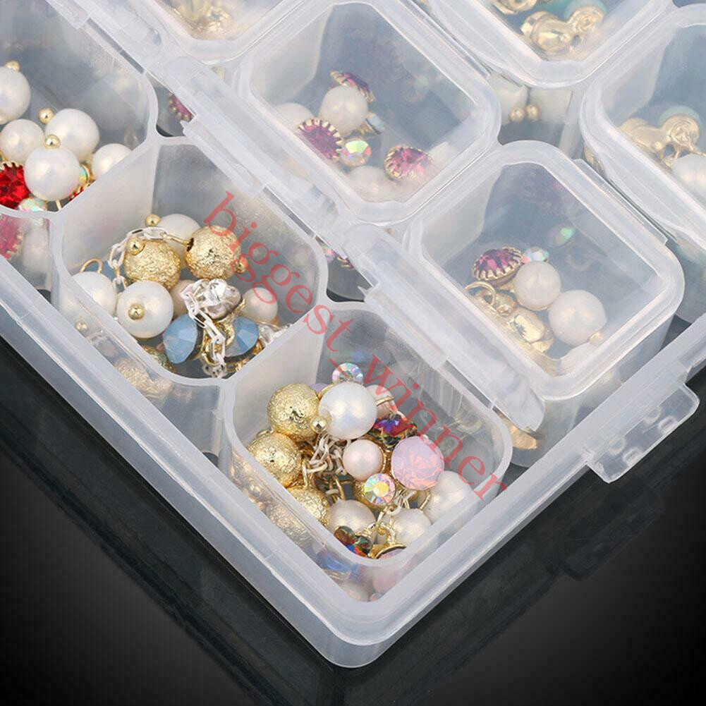 1×28 Slots Empty Nail Art Storage Box Rhinestone Bead Gems Stuffs Container Tool