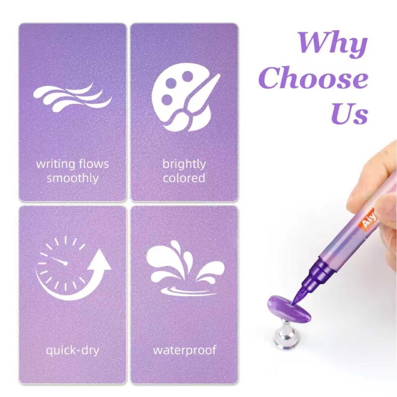 Metallic Nail Art Pens Set, 10 Colors Double Ended Nail Polish Pens for DIY N…