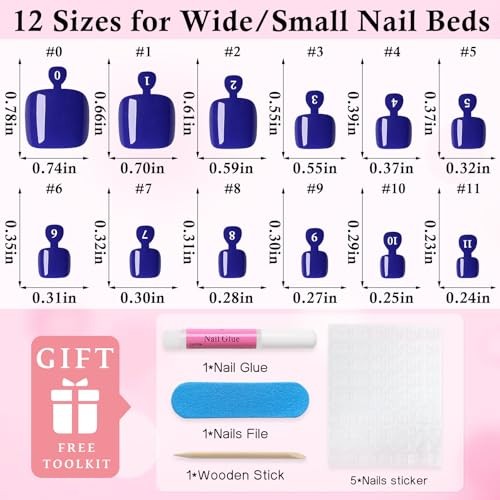 144pc Women’s Fake Toenails Press ons – Acrylic Royal Blue