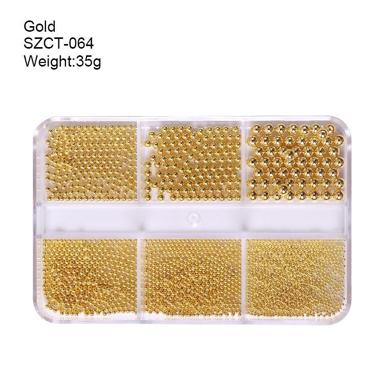 6-Grid 0.8mm-3mm Metal Small Steel Balls 8pcs Set – Mixed Sizes Nail Art DIY