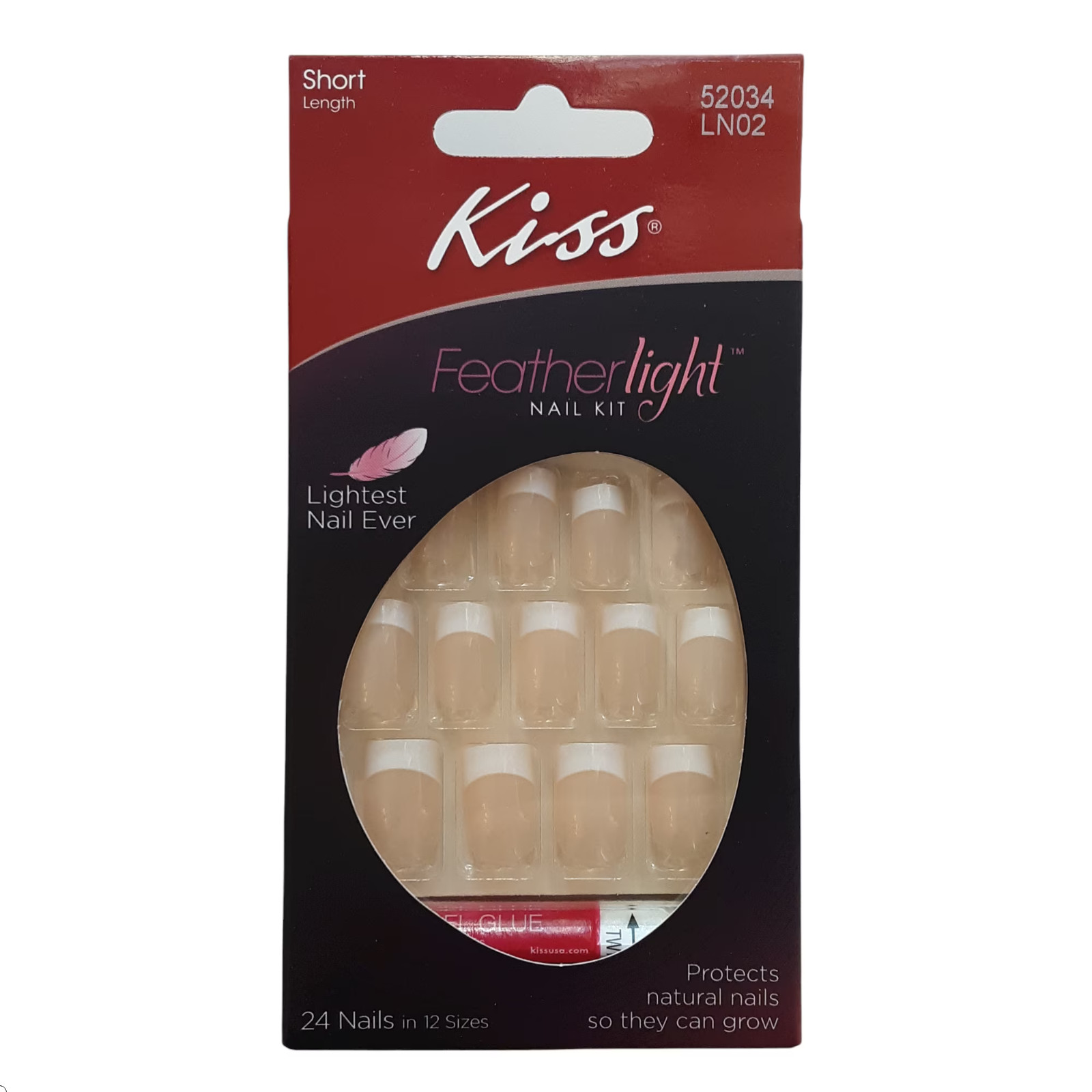 Kiss Featherlight Nail Kit, French Short Length, LN02 (24 ct Nails)