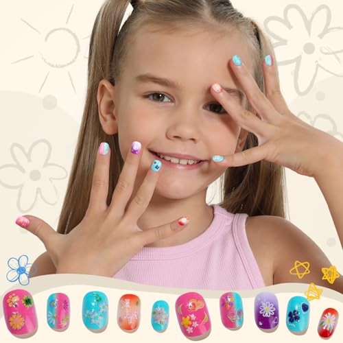 Nail Stickers for Girls, 30 Sheets Cute Kids Nail flower/star/heart/butterfly