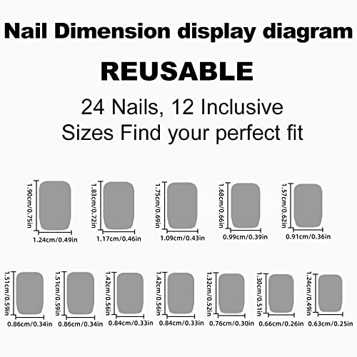 4th of July Press on Nails Medium Square French Tip Fake Nails Full ID Nails12