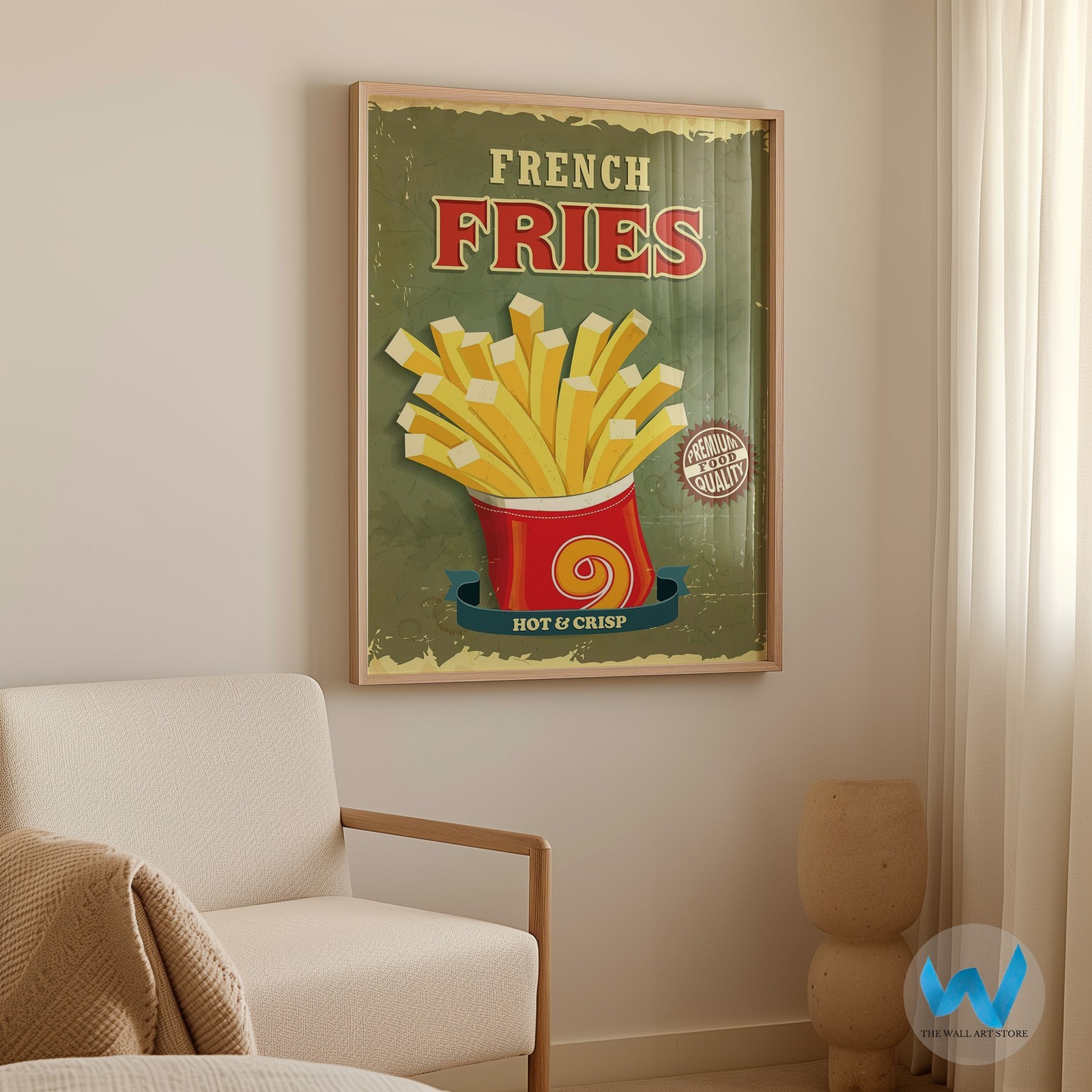 Retro French Fries Poster Wall Art – Vintage Kitchen Decor Home Decor