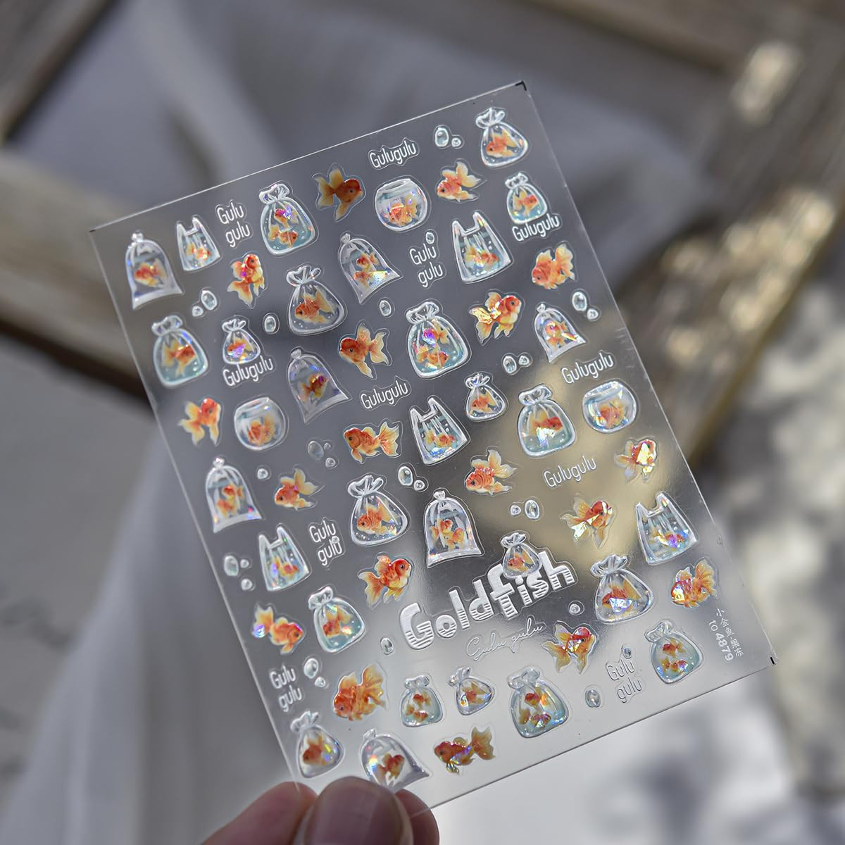 Koi Fish Nail Stickers for Nail Art Iridescent Shimmer Bagful Goldfish Nail Deca
