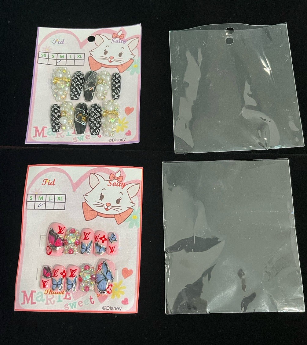 Nails Handmade press on nails hand painted 3D size M -Lot of 2 Sets