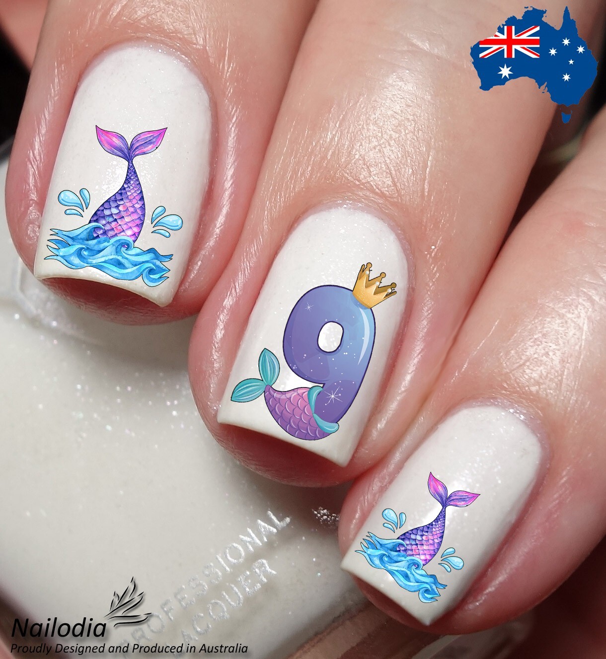 Birthday Mermaid Numbers Nail Art Decal Sticker Water Transfer Slider