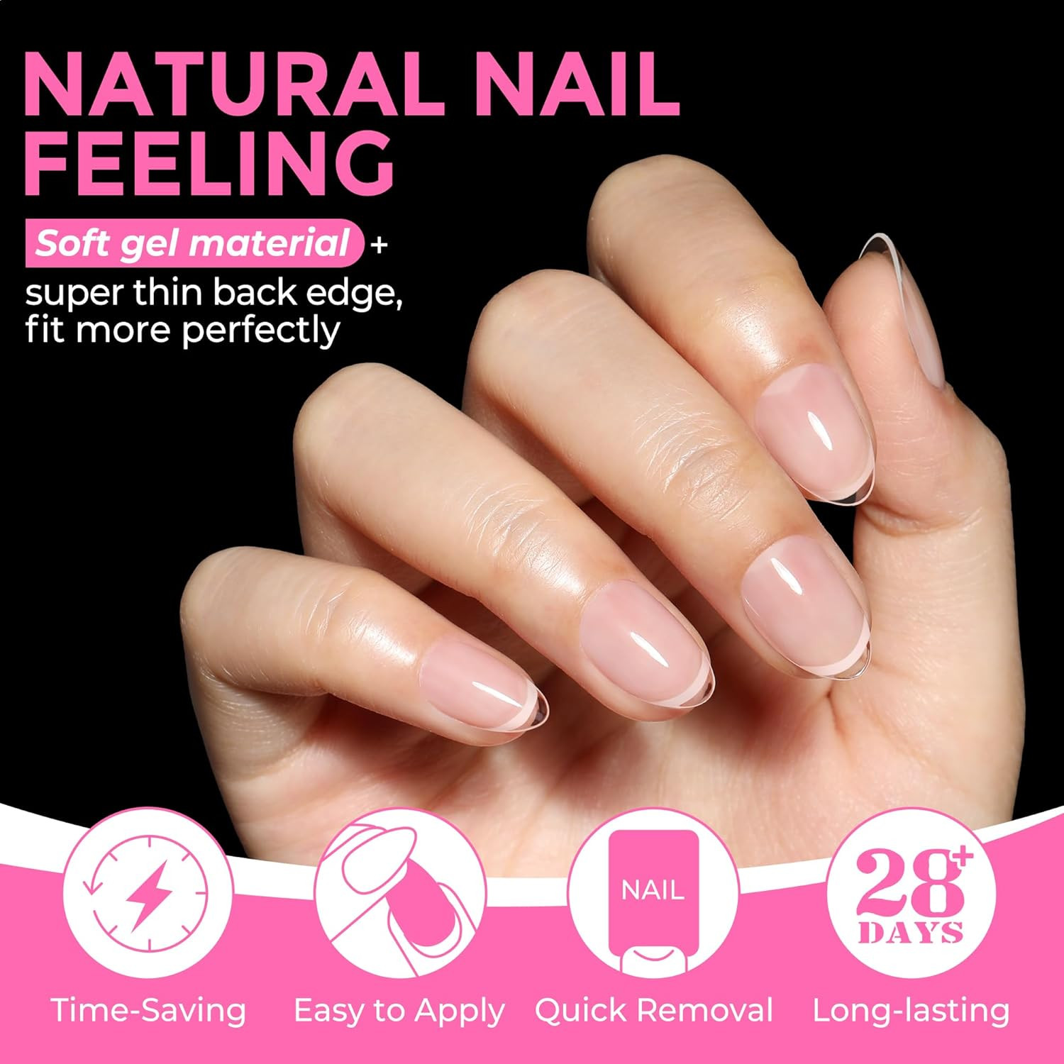 Extra Short Almond Nail Tips Full Cover 216PCS Gel Nail Tips Short Almond Shaped