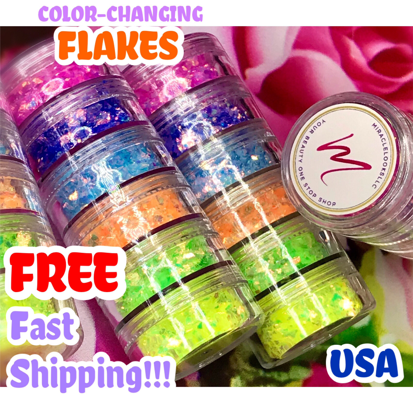 RAINBOW EFFECT GLITTER NAIL ART POWDER DUST FLAKES Hot Nails Iridescent 5G USA