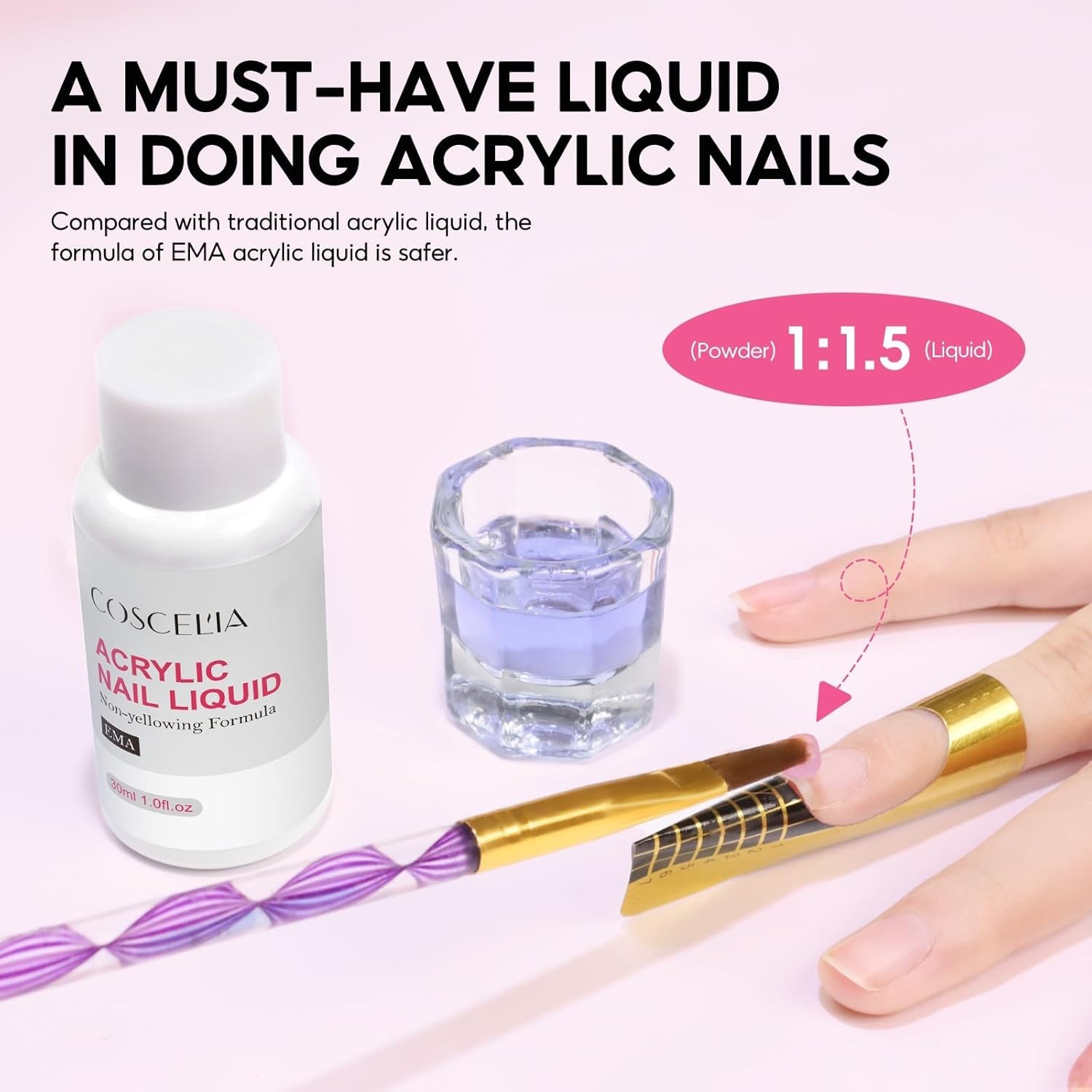 58PCS Acrylic Nail Kit for Beginners with Everything, 3 Colors Professional A…