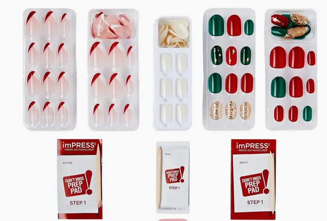 KISS imPRESS No Glue Mani Nails Kit – Peel & Press Assorted Styles – 90 Count