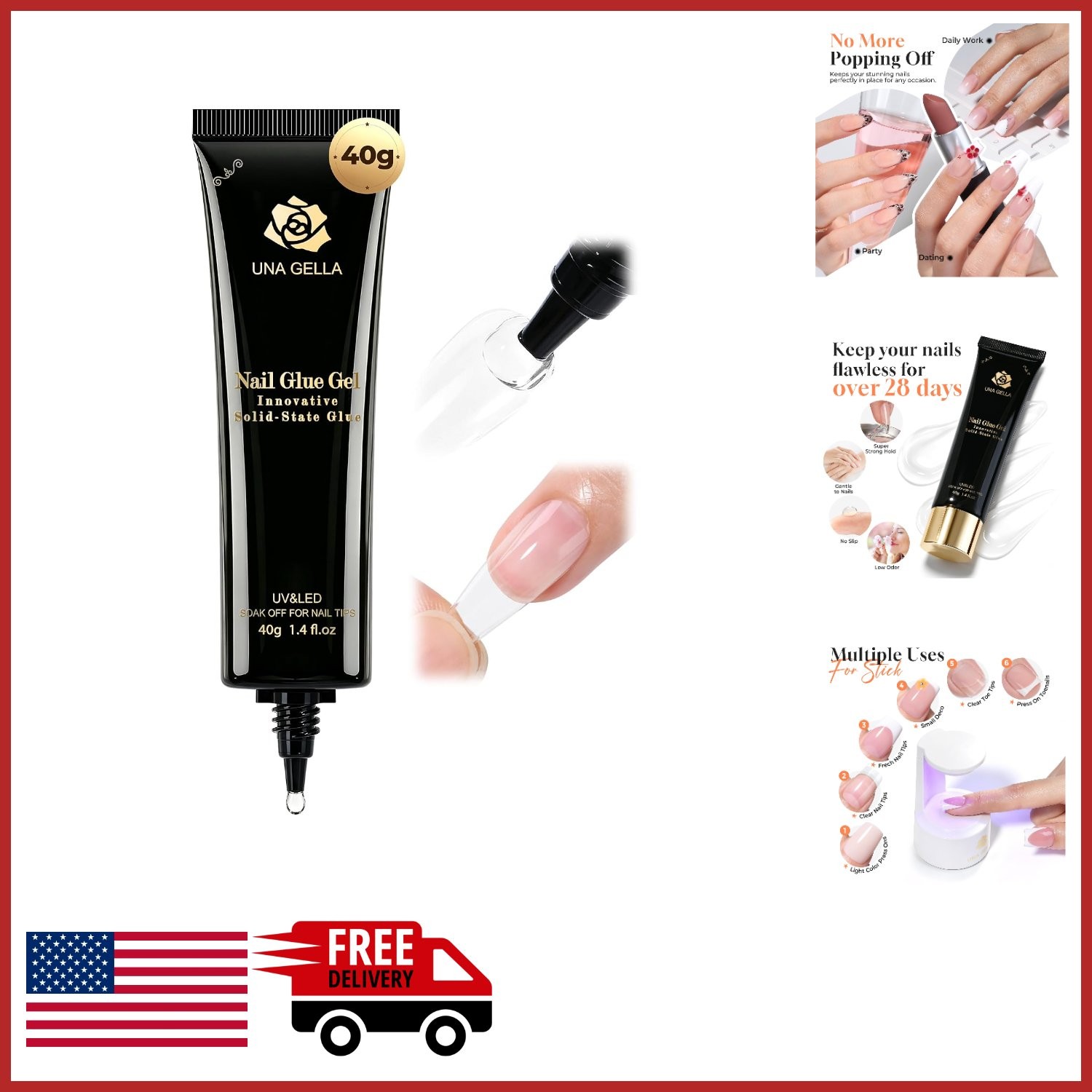 Acrylic Nail Glue Gel 40g Tube for Perfect Adhesion and Long Lasting Wear