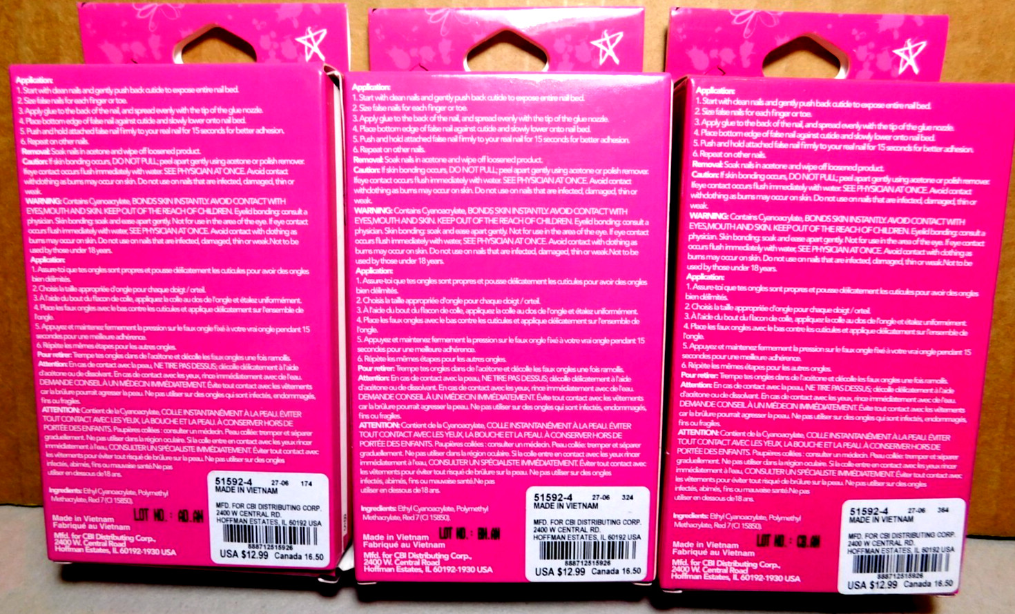 CBI Distributing Corp.~Icing 24 Faux Nails Vegan Pink, Tan, & White Lips