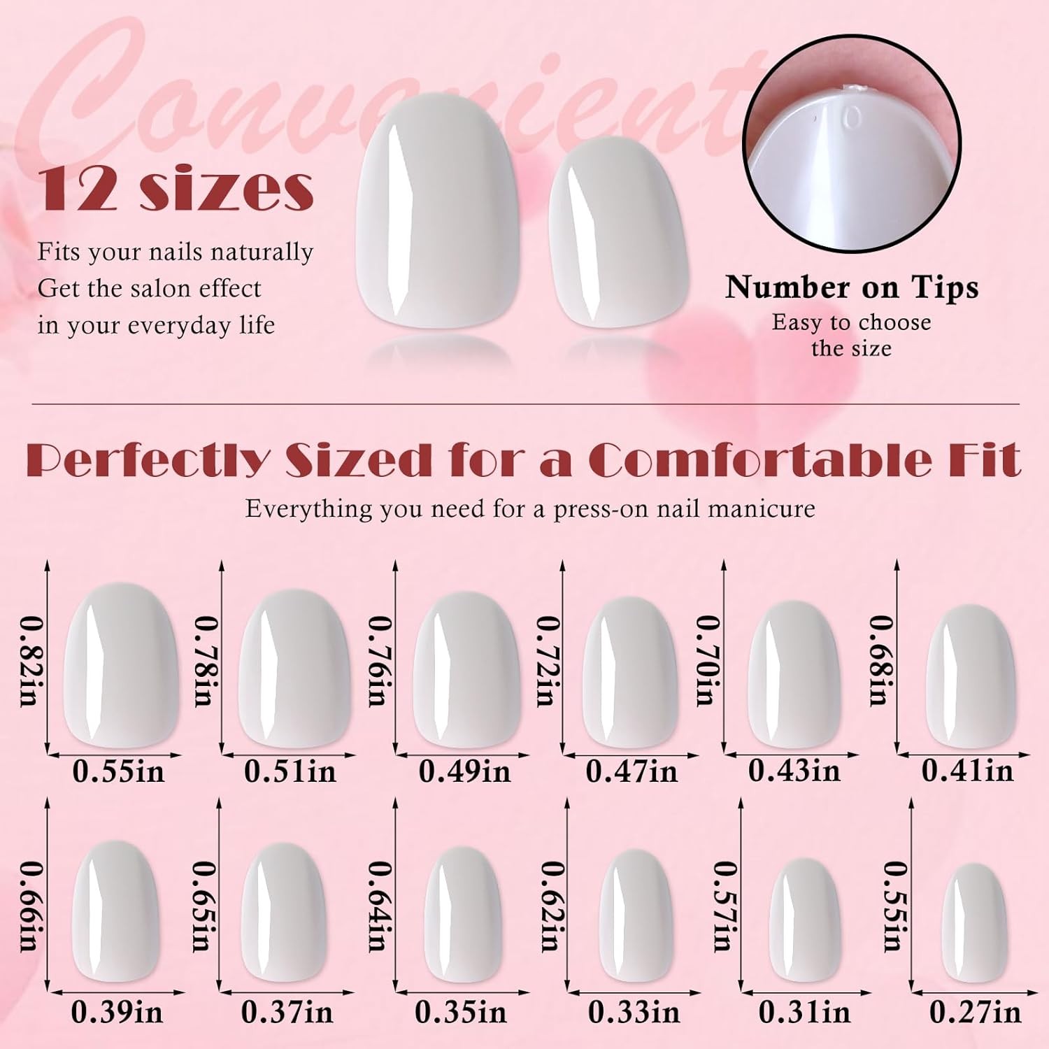 576Pcs Short Oval Press on Nails Kit, 24 Colors Glossy Fake Nails with Glue and
