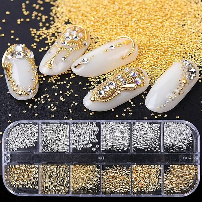 Nail Art Pearls with Nail Rhinestones Glue Gel Flatback Pearls Nail Charms Luxur