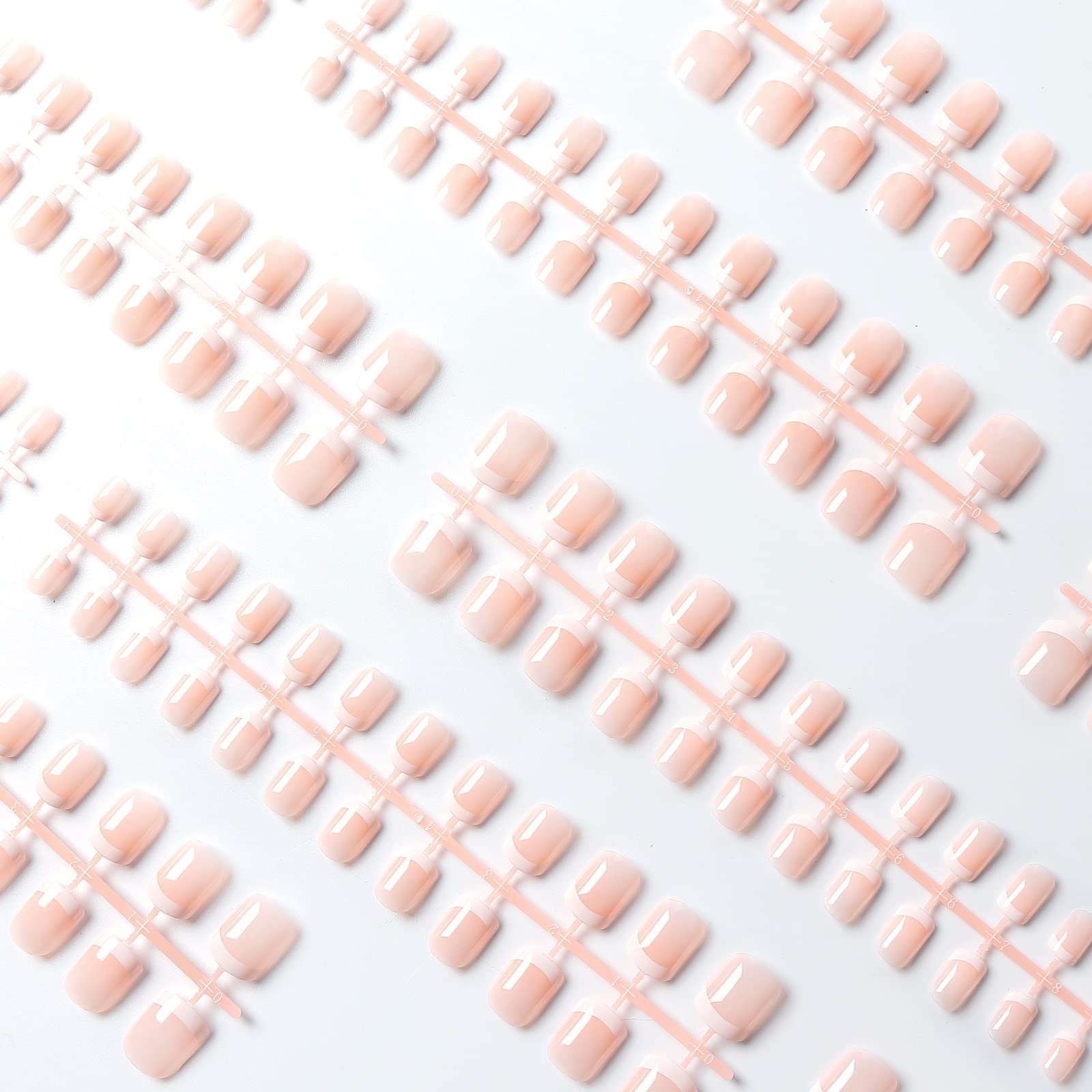 240 Pcs Natural French Short Press-On Acrylic Nails – 12 Sizes Full Cover Set