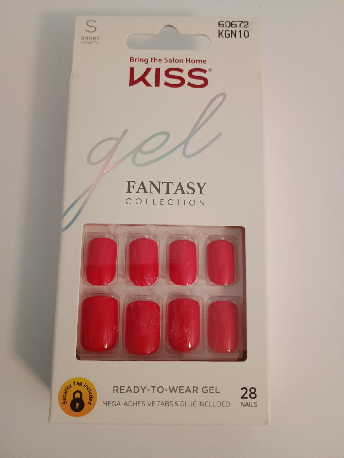 Kiss Gel Fantasy Short Length Glue-on False Nails – #60672 Red (Pack of 1)