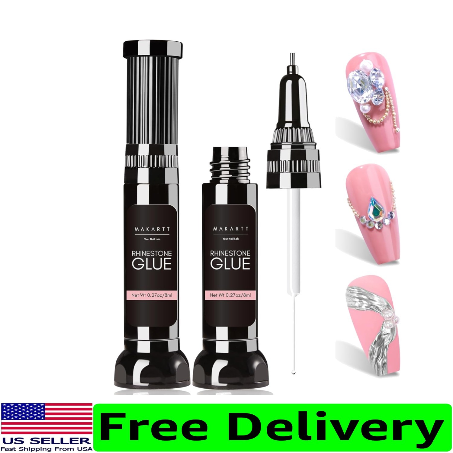 Nail Art Lover’s Essential: Super Strong Rhinestone Glue with Dual Tips – 16ml