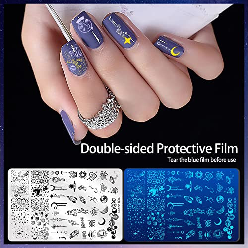 Nail Stamping Plate Kit Nail Art Stamp Plate Jelly Stamper Scraper Large 6Pcs