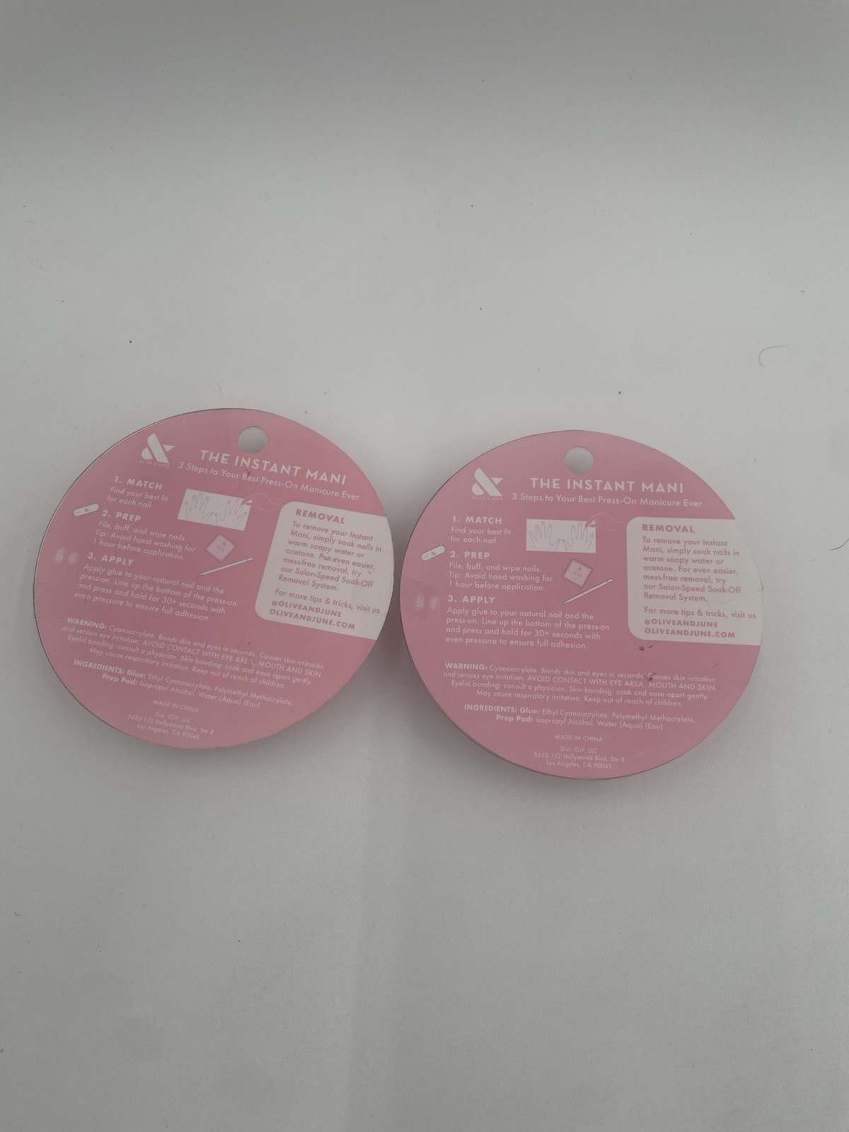 Olive and June Press On Nails The Instant Mani LOT OF 2 Extra Short (Round)