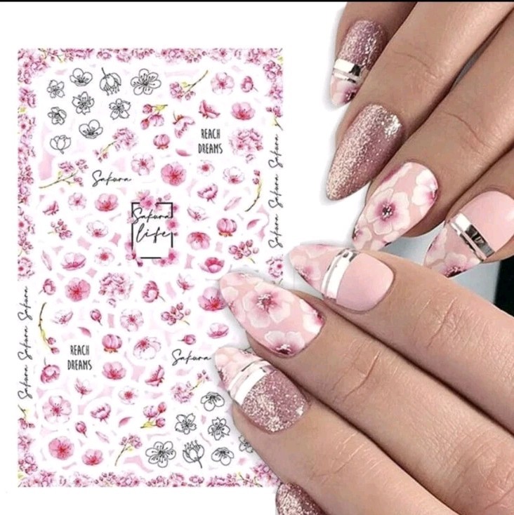Cherry Blossom Nail Art Stickers Transfers Decals Sping Flowers Floral