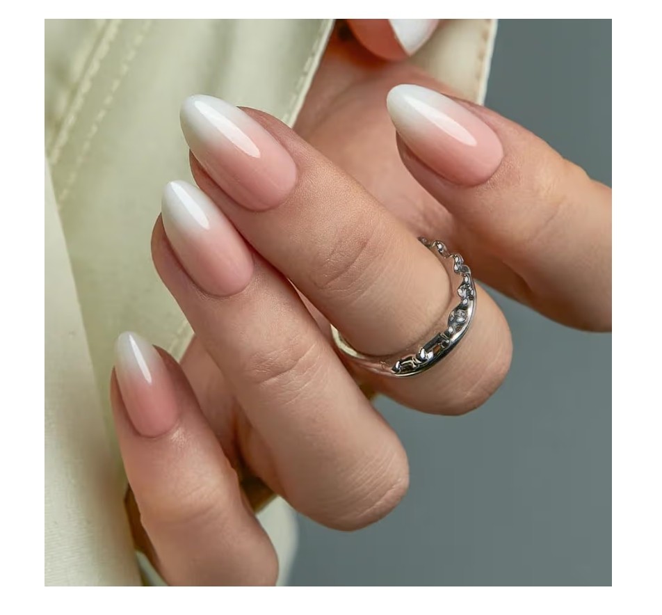 3x CurvLife Almond Shaped Acrylic Press-On Nails – Easy Application – Pink/White