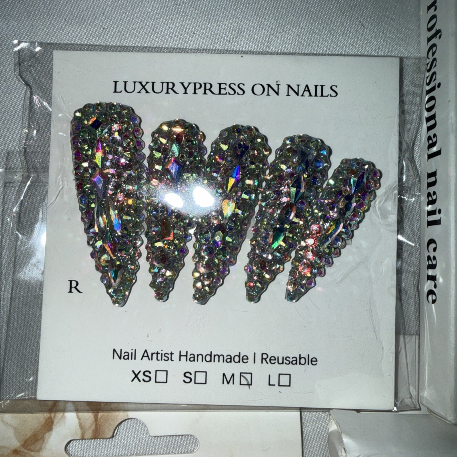 Lot of 6 Glue On Press-on Nails with Gems New In Package Assorted Sizes Shapes