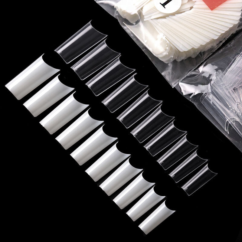 500Pcs Well Less Nail Tips C Curve Shape Acrylic Uv Gel False- Natural/Clear