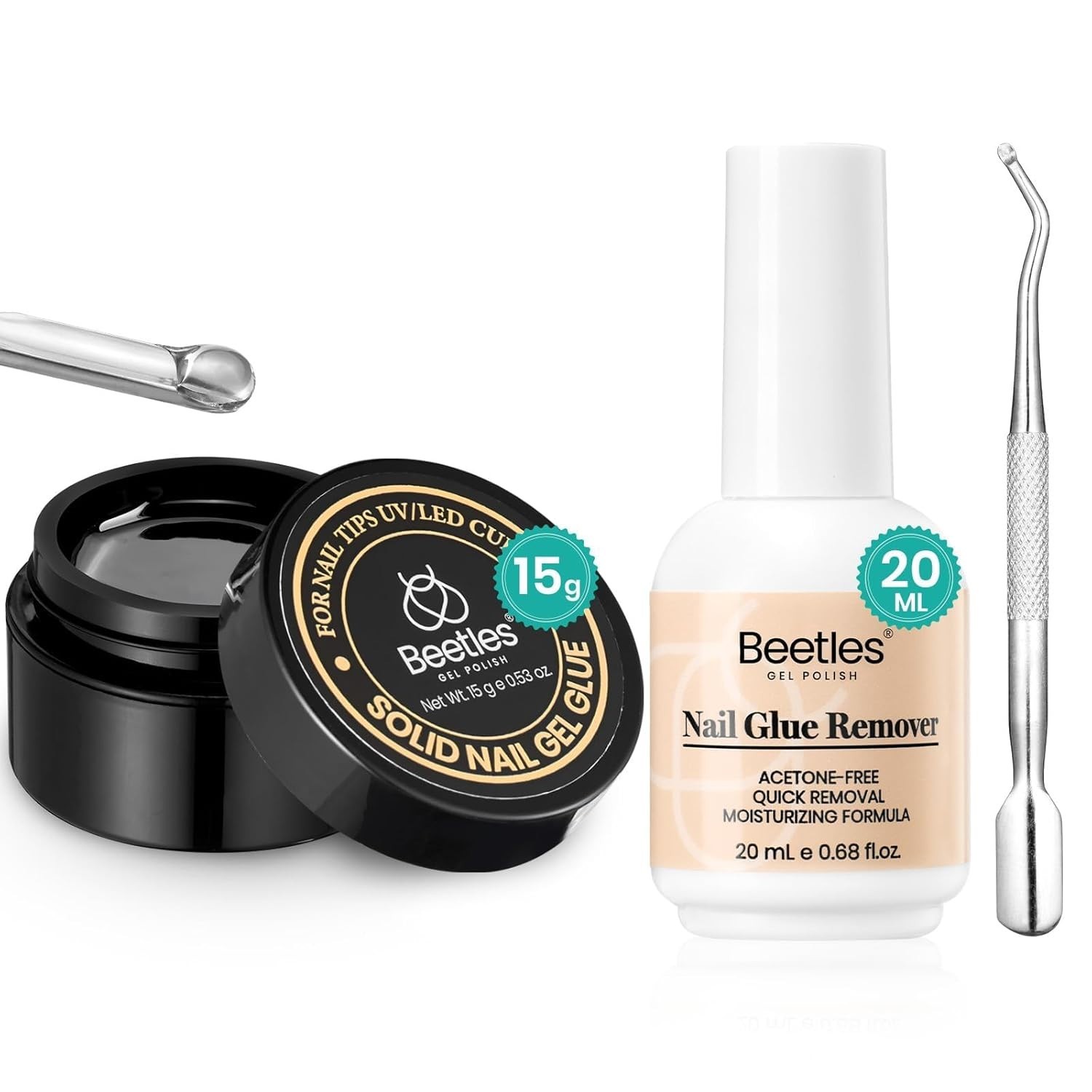 Beetles Solid Nail Glue Gel with 20ml Nail Glue Remover Set 15g for Press On …