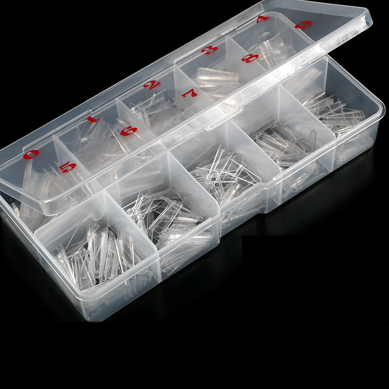 500Pcs/Case Acrylic French Half False Nail Tips Coffin Flat C Curve Nail Art