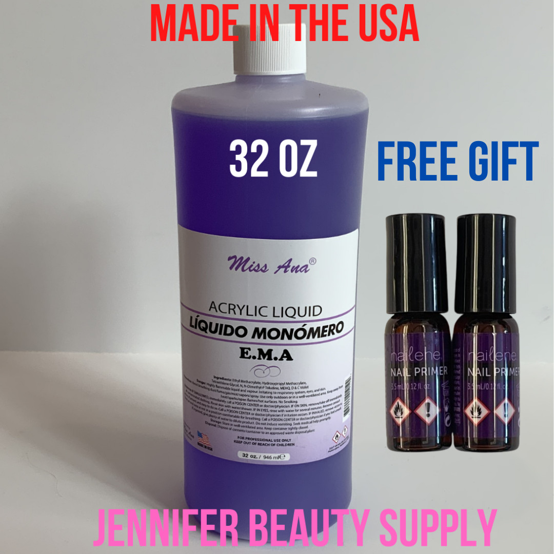 MISS ANA ACRYLIC LIQUID MONOMER PROFESSIONAL ACRYLIC NAIL SYSTEM 32 OZ “EMA”