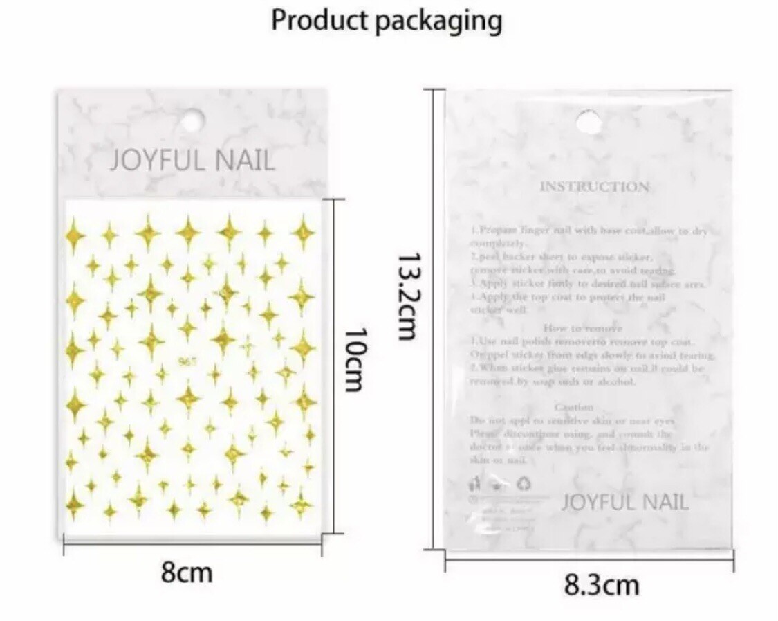 Nail Sticker 4-Pointed Star 3D Black Nail Art Decor