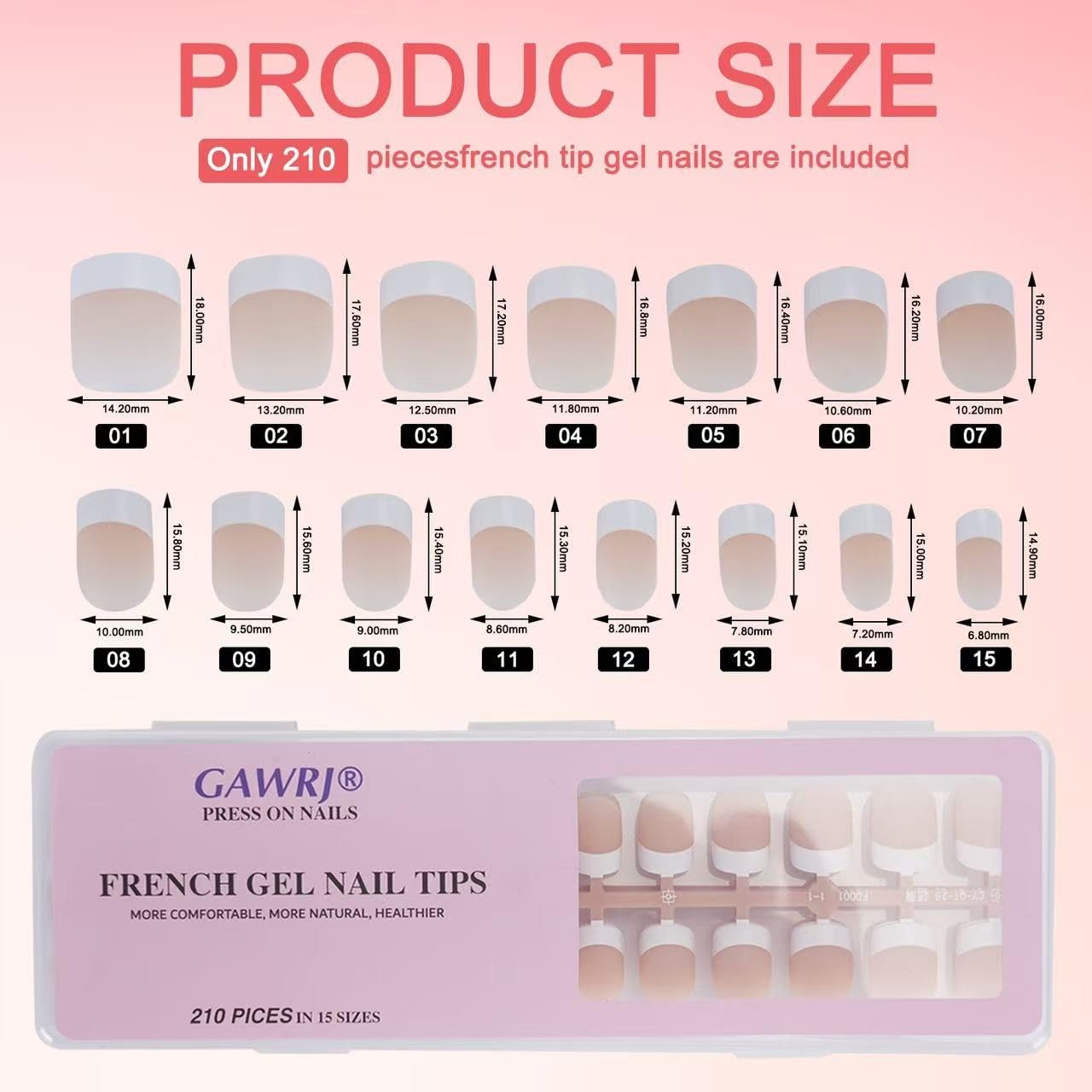 210 Pcs White French Nail Tips-Short Square Press On Nails Nude, Pre-Designed…