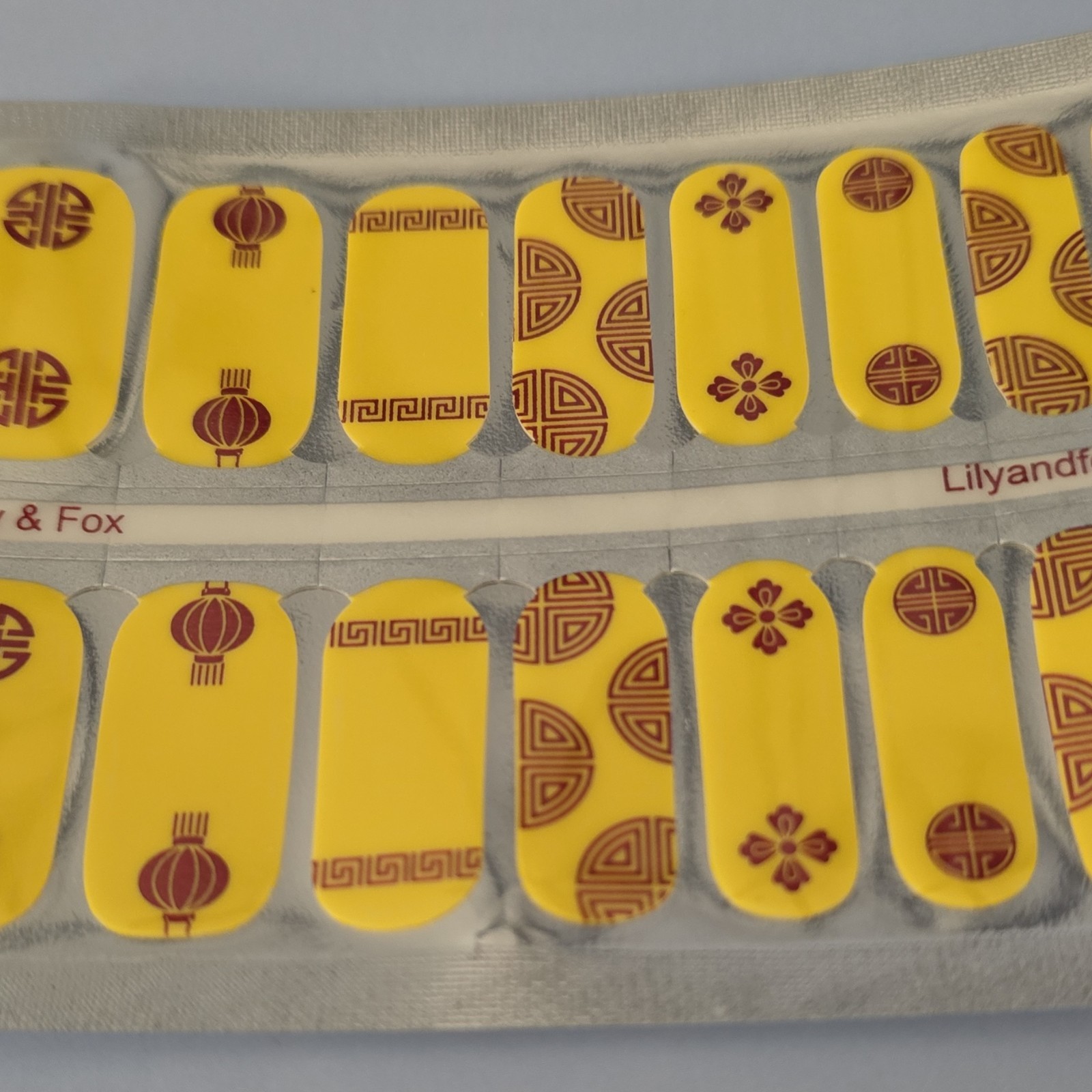 Lily & Fox Nail Wraps – Asian Theme Yellow Red – Full Wrap – Self-Adhesive