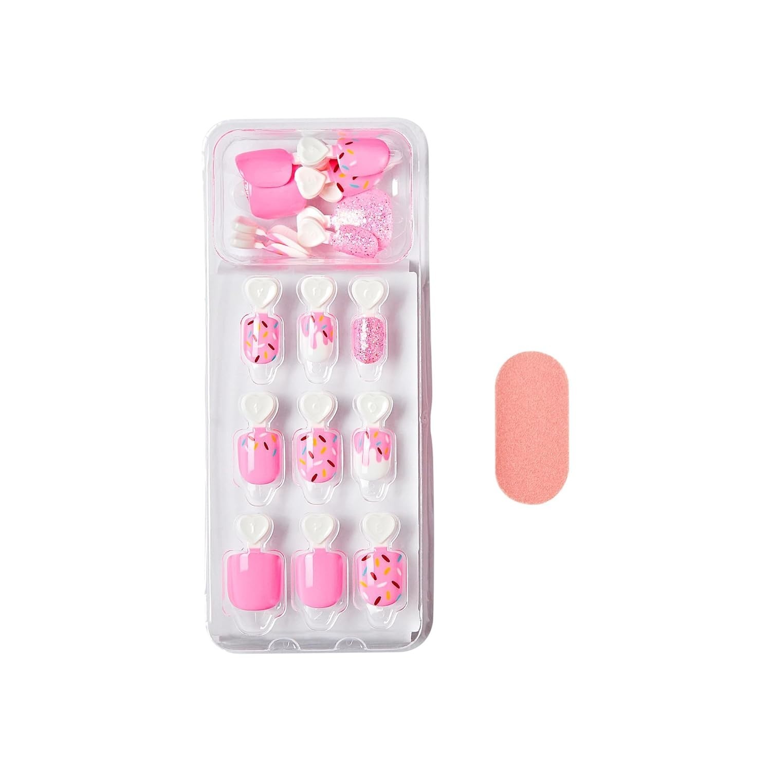Festive Squoval Press-On Nails for Kids – 20 Easy Application Glitter Tips
