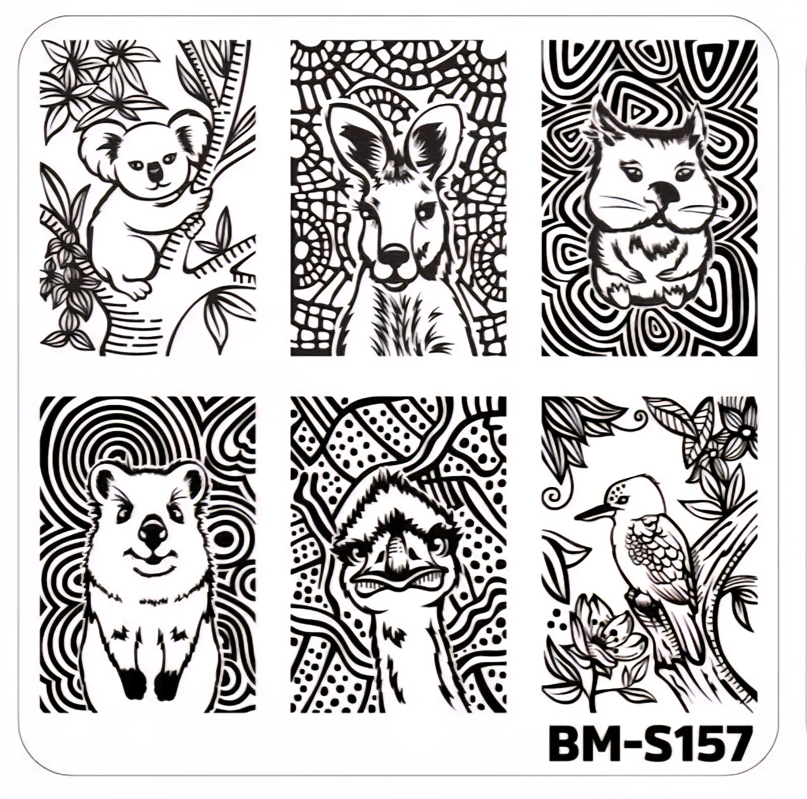 BM-S157 Maniology Bundle Monster nail stamp plate Koala Ostrich Kangaroo HTF