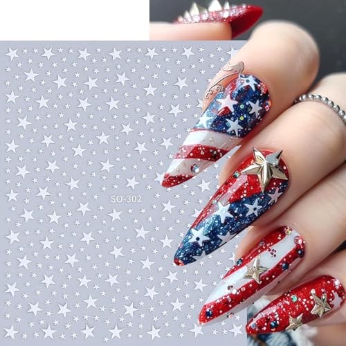 Star Nail Art Stickers 8 Sheets 4th of July Nail Decals Star Nail Stickers 15