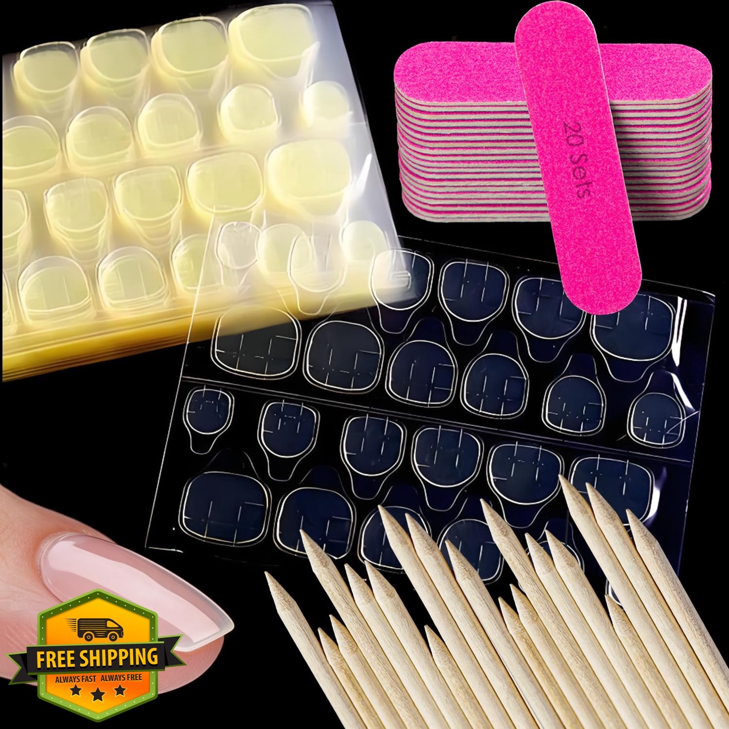 NAILJXPF Nail Stickers Tabs for Press Ons 480pcs