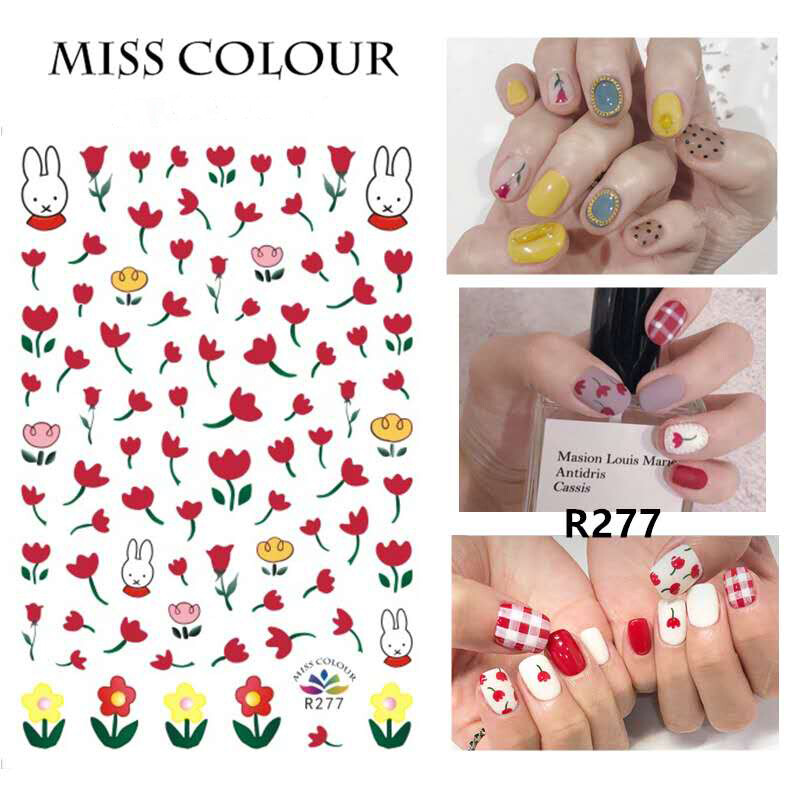 Nails Decals Art Stickers Transfer Foil Decoration Rabbit Flowers Diy Manicure