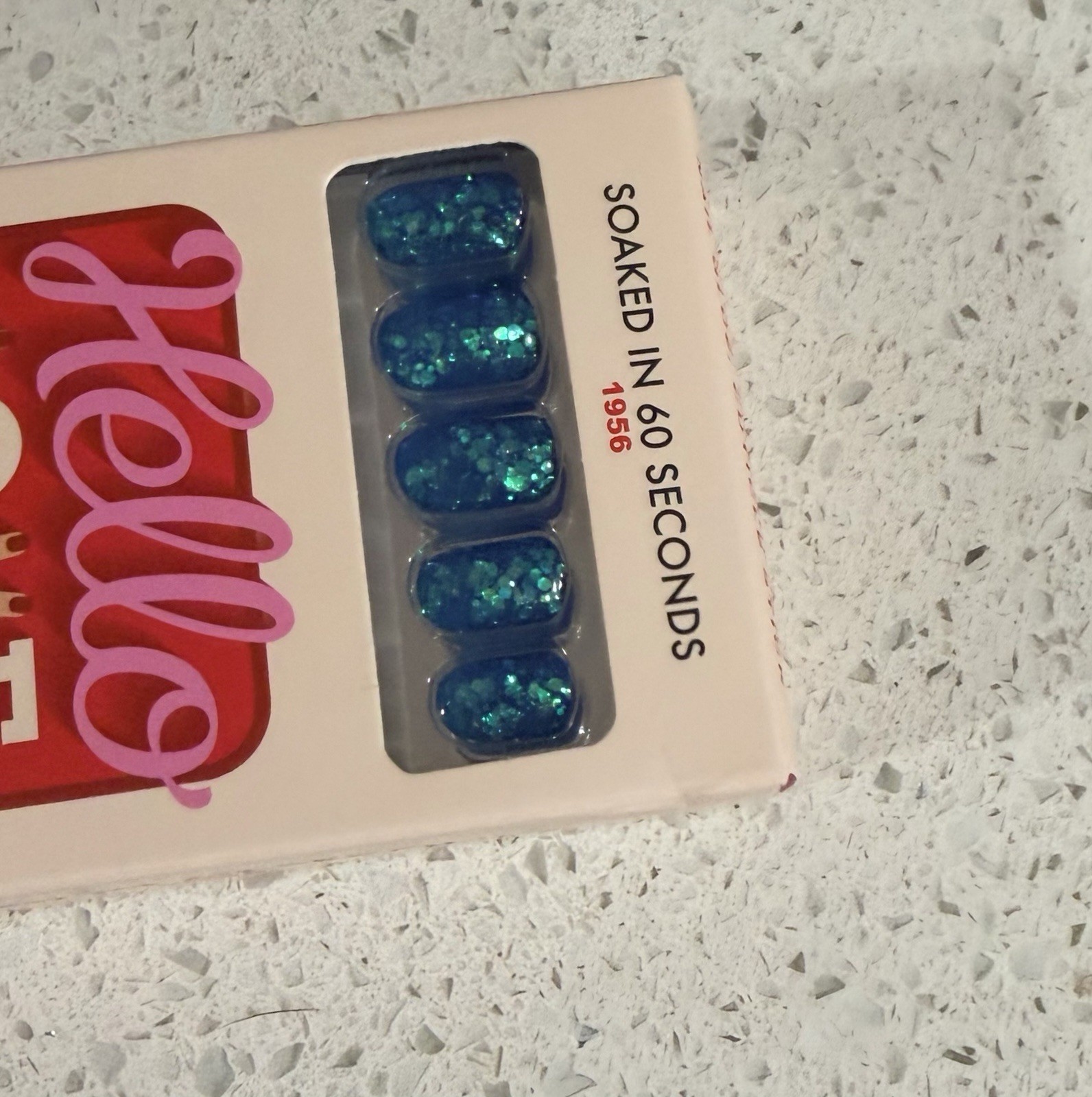 Hello Love Press On Nails Short Square Blue Glitter Soaked In 60 Seconds 🏝️