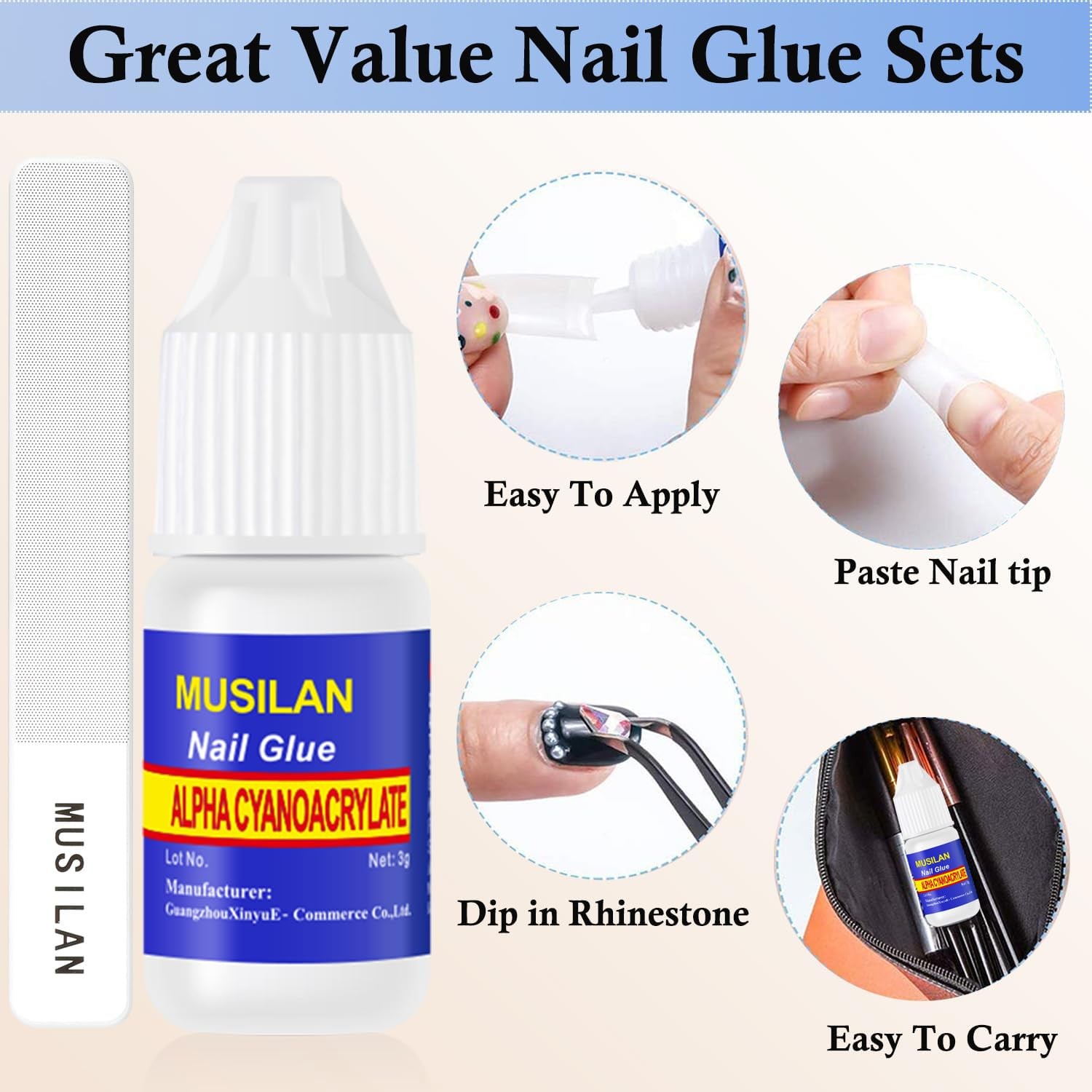Nail Glue,Nail Glue for Acrylic Nail Tip 12 Bottles Professional False Nail Glue