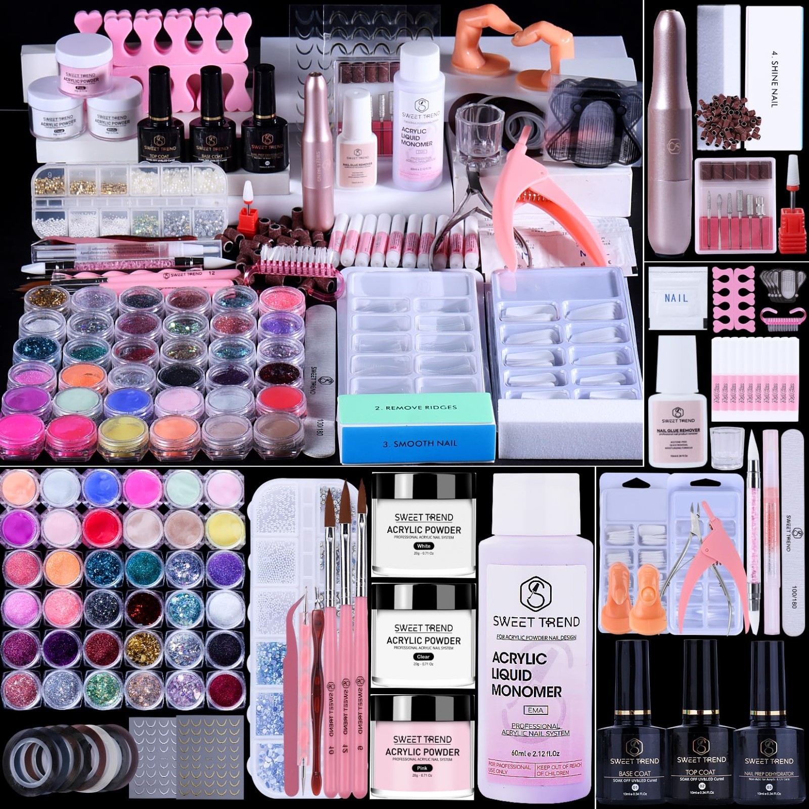 Acrylic Nail Kit for Beginners – Complete Set with Drill, Glitter Powder & Tips,