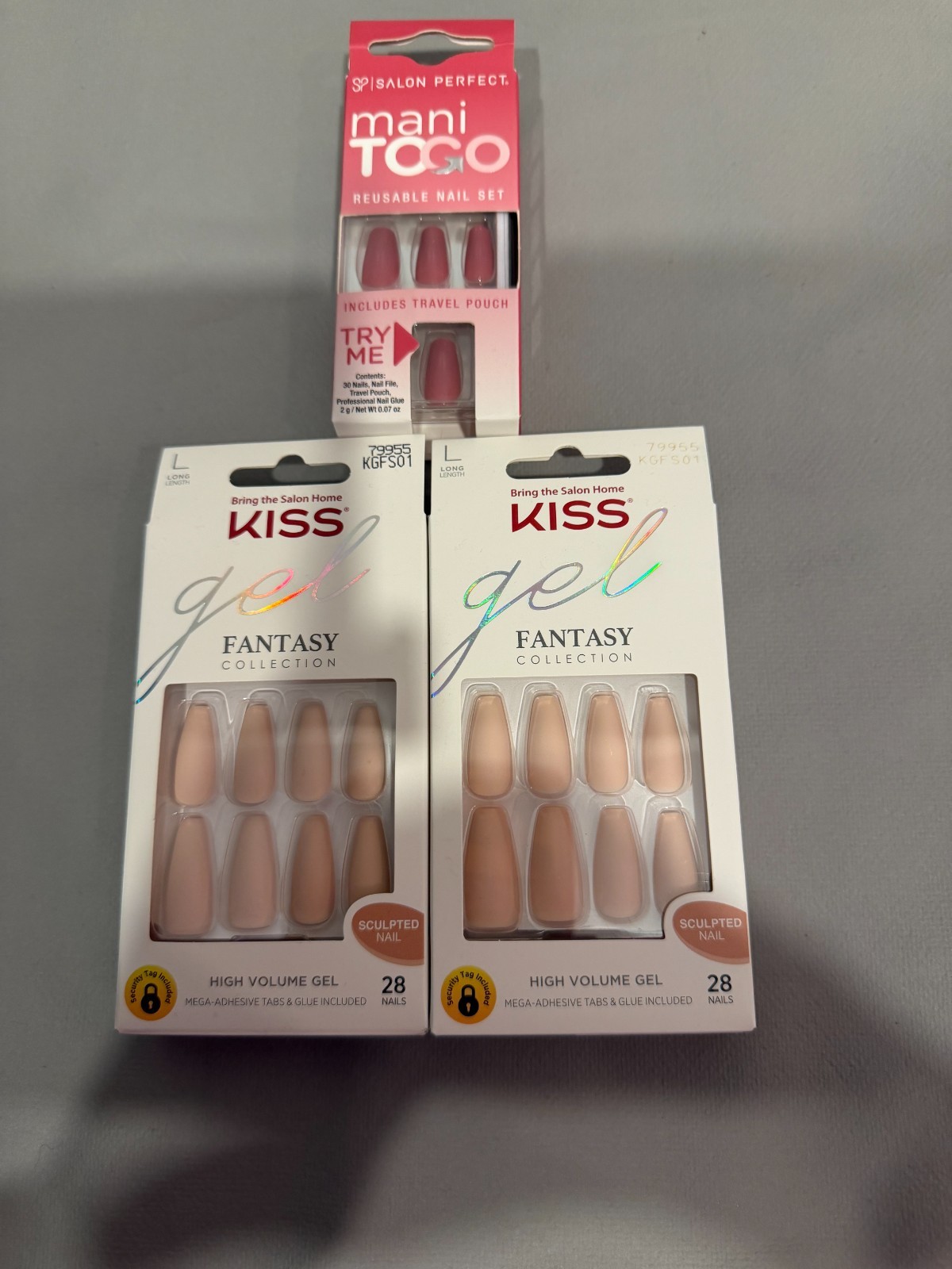 Lot of 3 Press On Nails Gel and Sculpted