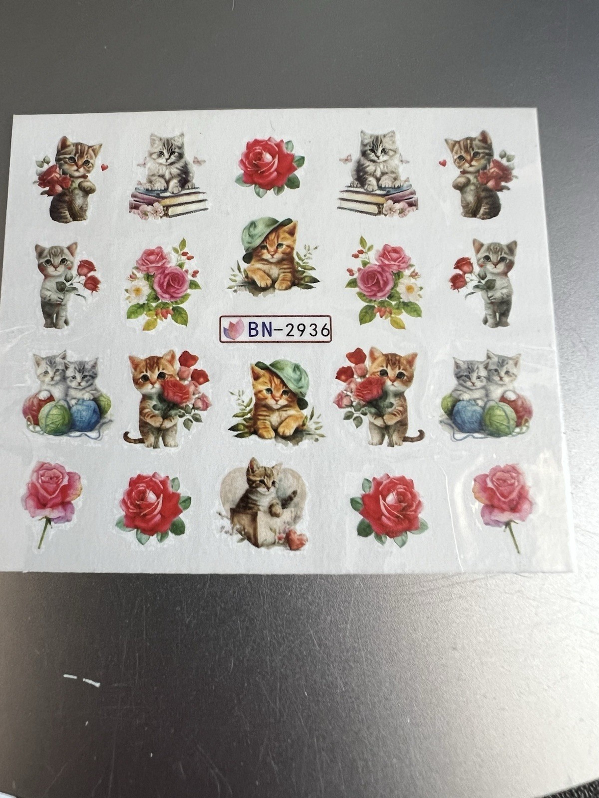 Cute Cat Nail Stickers Lovely Cat Nail Art 12 Pieces