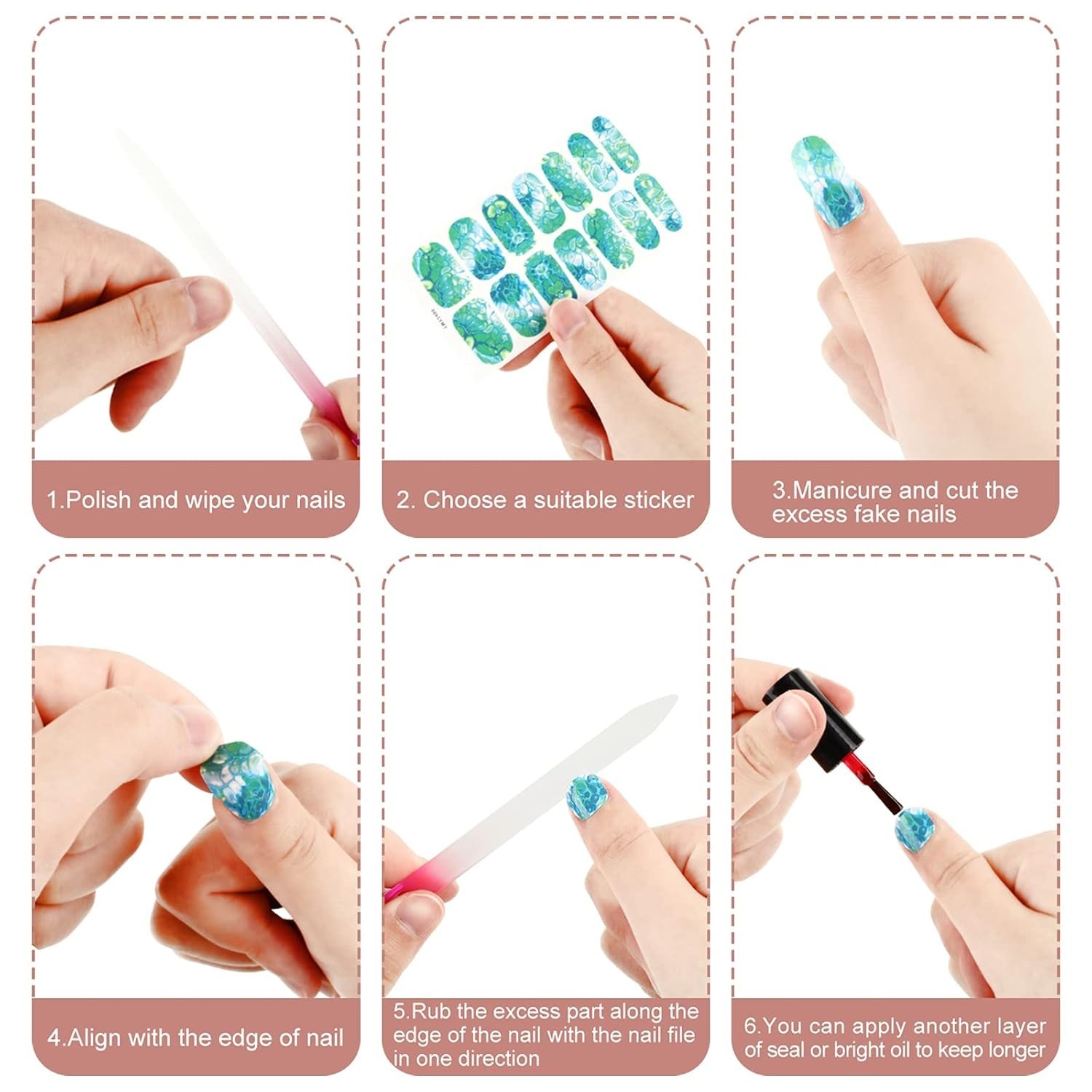 168 Pcs 12 Sheets Full Wrap Nail Stickers Polish Strips Gradient Stickers Gli…