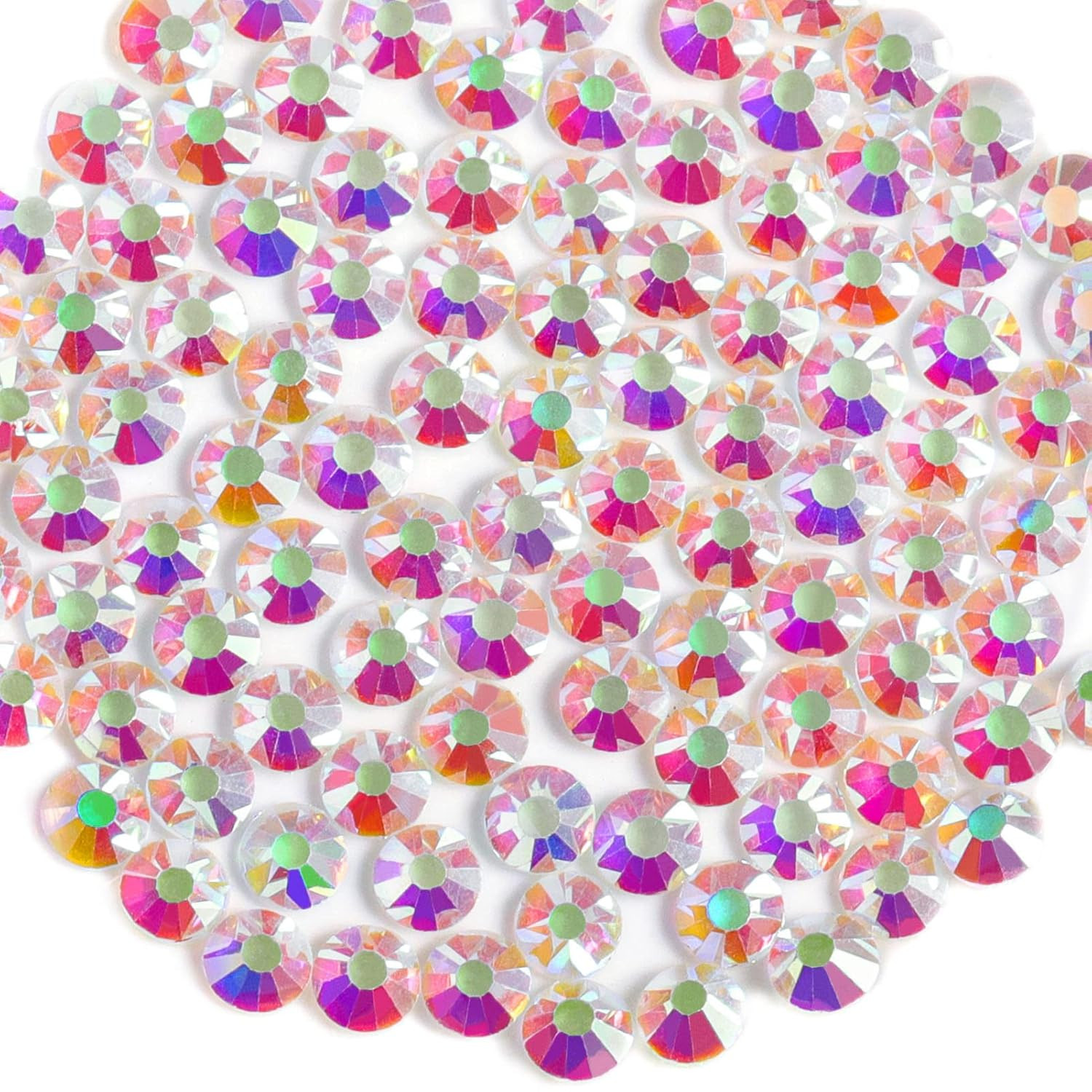 Flat Back Crystal Rhinestones round Gems for Nail Art and Craft Glue Fix, Transp